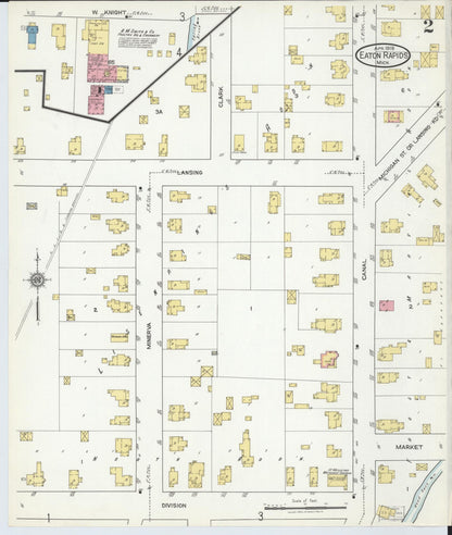 Sanborn Fire Insurance Map from Eaton Rapids, Eaton County, Michigan (1918), Sheet #0002 - Complete Map Set gallery image, historic Sanborn map, vintage wall art, Michigan Michigan