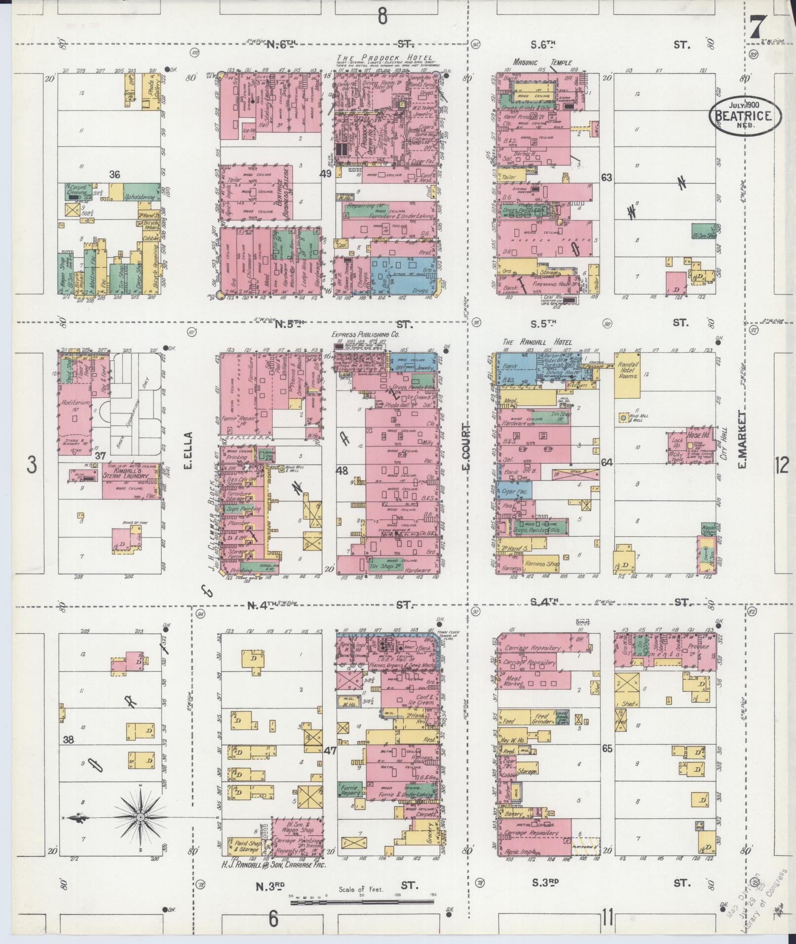 Sanborn Fire Insurance Map from Beatrice, Gage County, Nebraska (1900), Sheet #0007 - Complete Map Set gallery image, historic Sanborn map, vintage wall art, Nebraska Nebraska