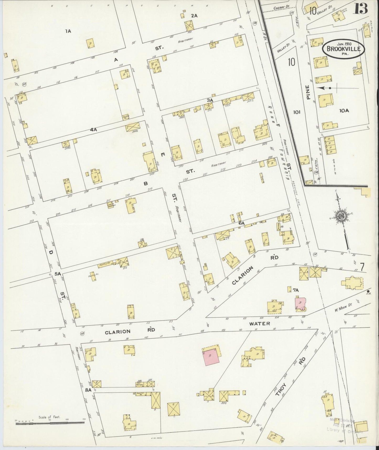 Sanborn Fire Insurance Map from Brookville, Jefferson County, Pennsylvania (1910), Sheet #0013 - Historic Sanborn Fire Insurance Map Print, vintage old map wall art, antique decor, genealogy gift, Pennsylvania Pennsylvania map