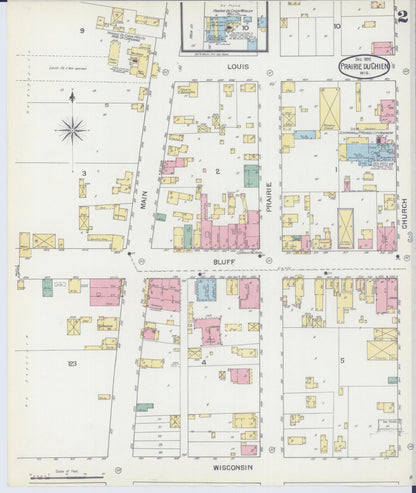 Sanborn Fire Insurance Map from Prairie du Chien, Crawford County, Wisconsin (1892), Sheet #0002 - Complete Map Set gallery image, historic Sanborn map, vintage wall art, Wisconsin Wisconsin