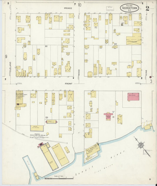 Sanborn Fire Insurance Map from Georgetown, Georgetown County, South Carolina (1913), Sheet #0002 - Historic Sanborn Fire Insurance Map Print, vintage old map wall art, antique decor, genealogy gift, South Carolina South Carolina map