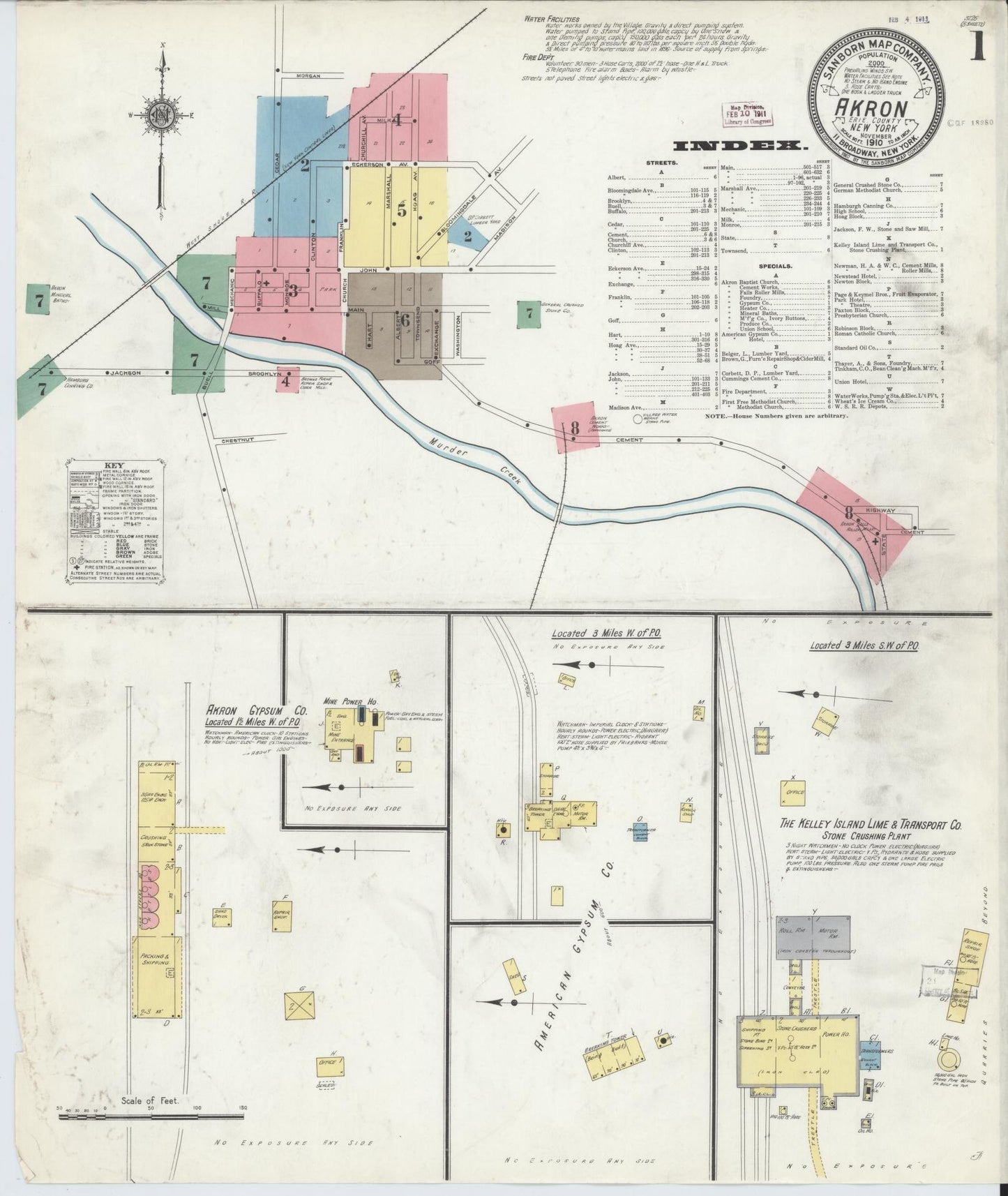 Sanborn Fire Insurance Map from Akron, Erie County, New York (1910), Sheet #0001 - Complete Map Set gallery image, historic Sanborn map, vintage wall art, New York New York