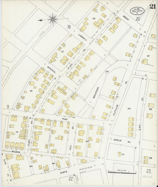 Sanborn Fire Insurance Map from Oil City, Venango County, Pennsylvania (1906), Sheet #0021 - Historic Sanborn Fire Insurance Map Print, vintage old map wall art, antique decor, genealogy gift, Pennsylvania Pennsylvania map