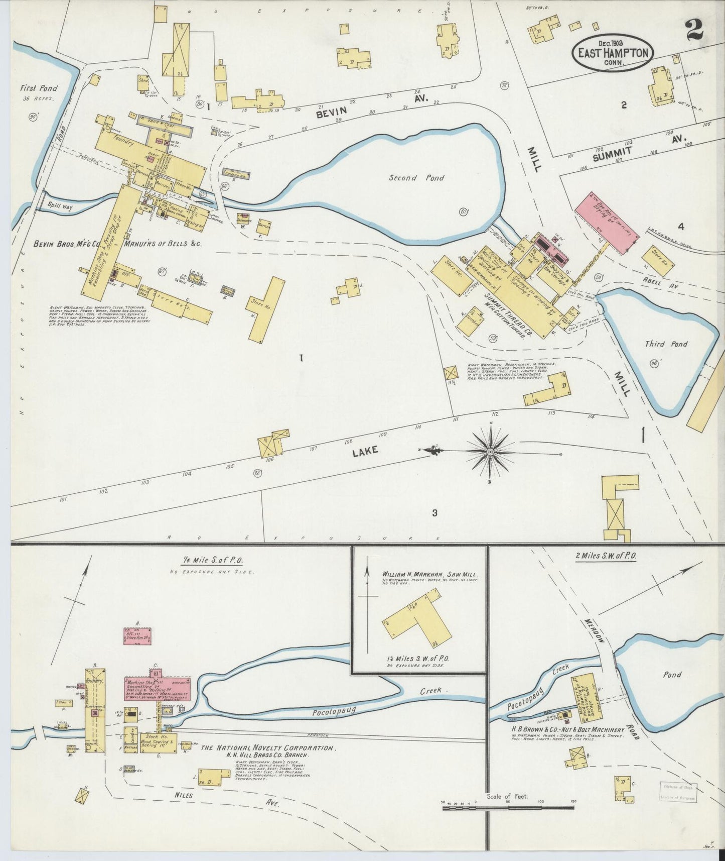 Sanborn Fire Insurance Map from East Hampton, Middlesex County, Connecticut (1903), Sheet #0002 - Complete Map Set gallery image, historic Sanborn map, vintage wall art, Connecticut Connecticut