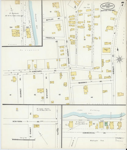 Sanborn Fire Insurance Map from Cottage City, Dukes County, Massachusetts (1898), Sheet #0007 - Complete Map Set gallery image, historic Sanborn map, vintage wall art, Massachusetts Massachusetts
