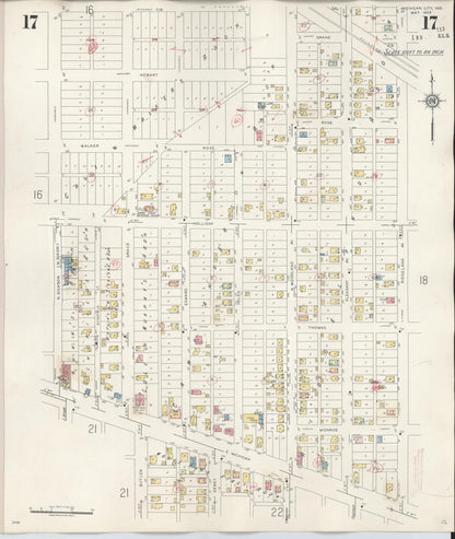 Sanborn Fire Insurance Map from Michigan City, La Porte County, Indiana (1948), Sheet #0017 - Historic Sanborn Fire Insurance Map Print, vintage old map wall art, antique decor, genealogy gift, Michigan Michigan map