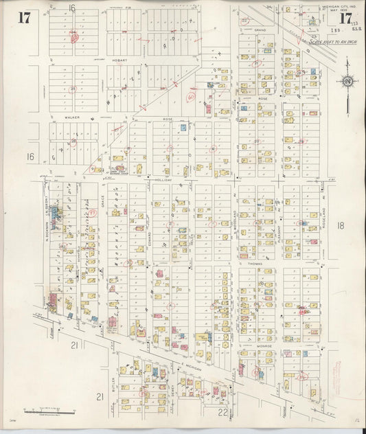 Sanborn Fire Insurance Map from Michigan City, La Porte County, Indiana (1948), Sheet #0017 - Historic Sanborn Fire Insurance Map Print, vintage old map wall art, antique decor, genealogy gift, Michigan Michigan map