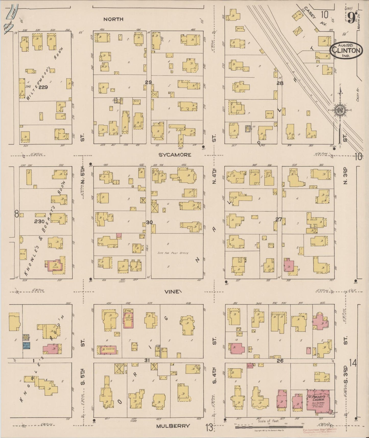 Sanborn Fire Insurance Map from Clinton, Vermillion County, Indiana (1921), Sheet #0009 - Complete Map Set gallery image, historic Sanborn map, vintage wall art, Indiana Indiana