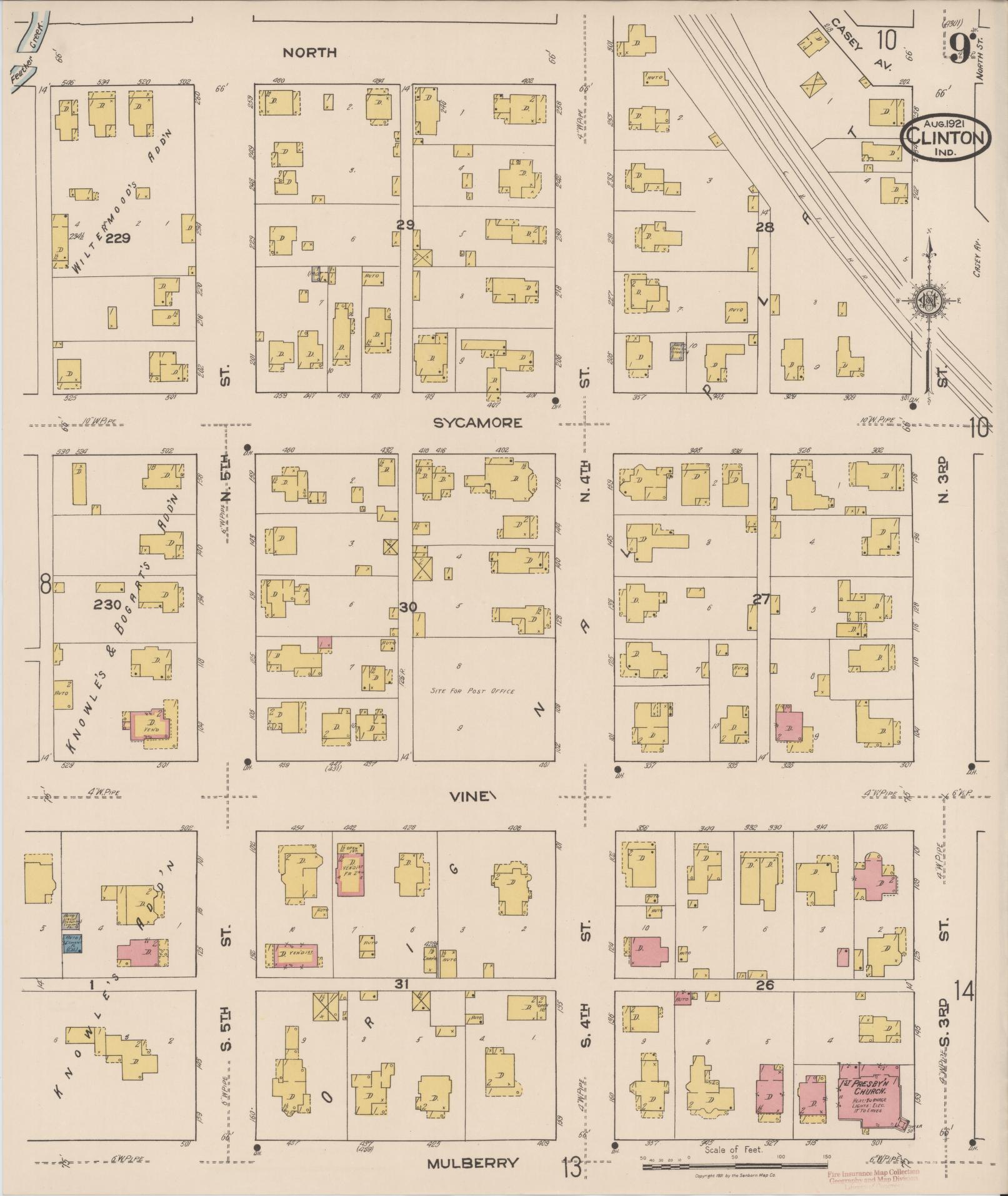 Sanborn Fire Insurance Map from Clinton, Vermillion County, Indiana (1921), Sheet #0009 - Complete Map Set gallery image, historic Sanborn map, vintage wall art, Indiana Indiana