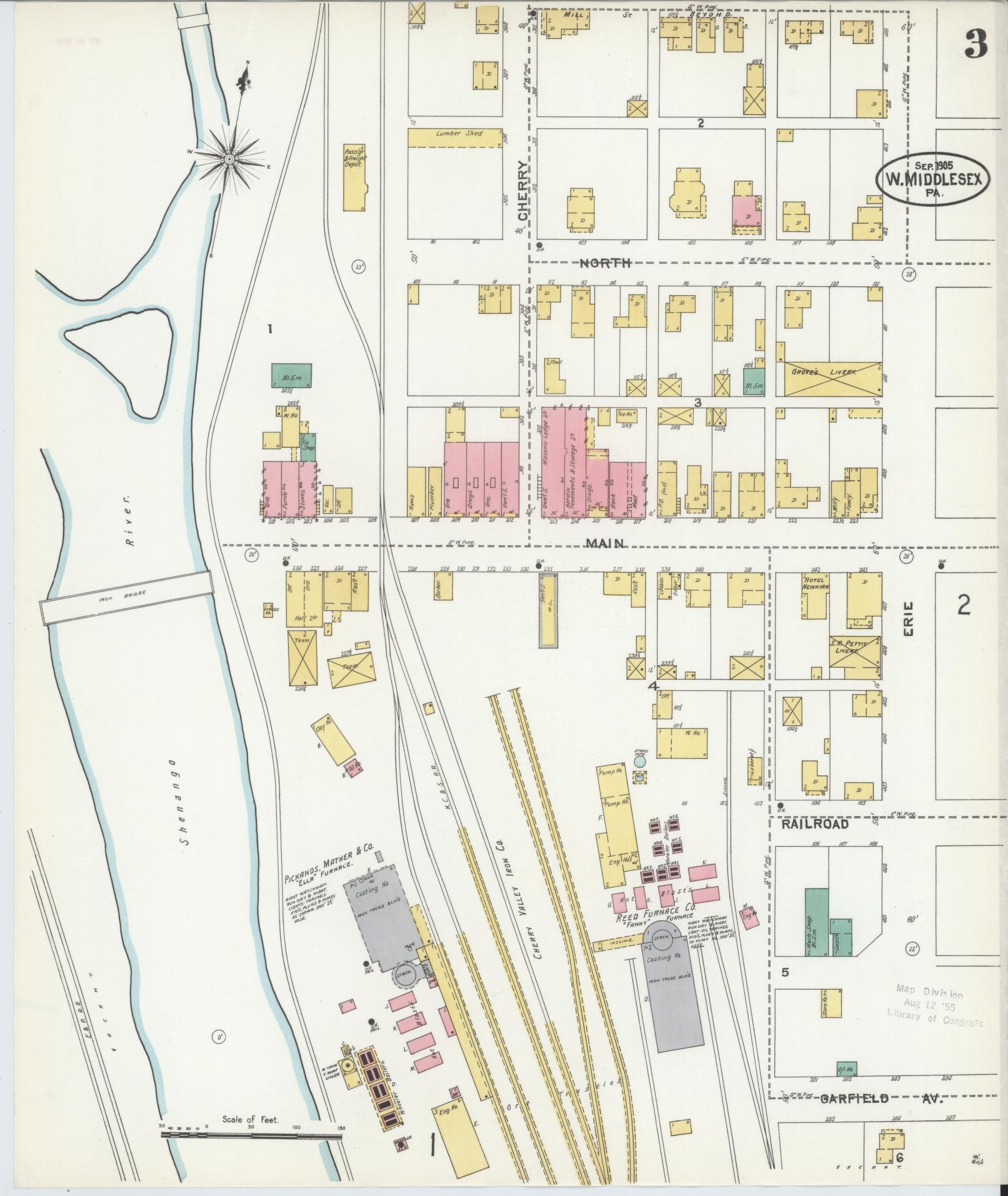 Sanborn Fire Insurance Map from West Middlesex, Mercer County, Pennsylvania (1905), Sheet #0003 - Complete Map Set gallery image, historic Sanborn map, vintage wall art, Pennsylvania Pennsylvania