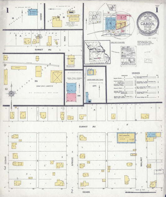 Sanborn Fire Insurance Map from Cabool, Texas County, Missouri (1925), Sheet #0001 - Complete Map Set gallery image, historic Sanborn map, vintage wall art, Missouri Missouri