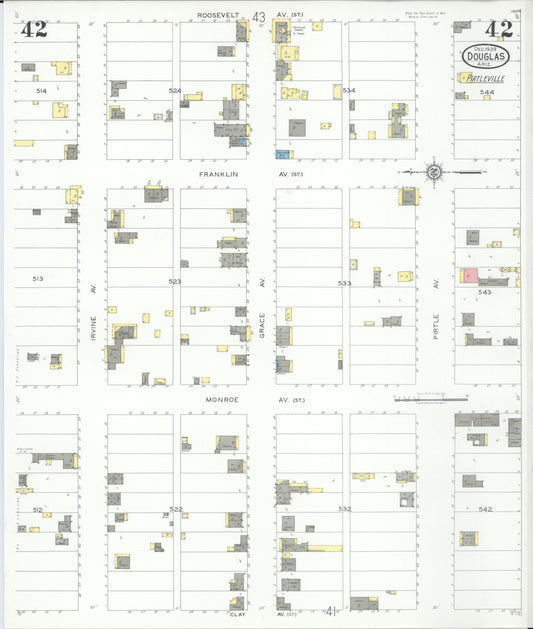 Sanborn Fire Insurance Map from Douglas, Cochise County, Arizona (1929), Sheet #0042 - Historic Sanborn Fire Insurance Map Print, vintage old map wall art, antique decor, genealogy gift, Arizona Arizona map