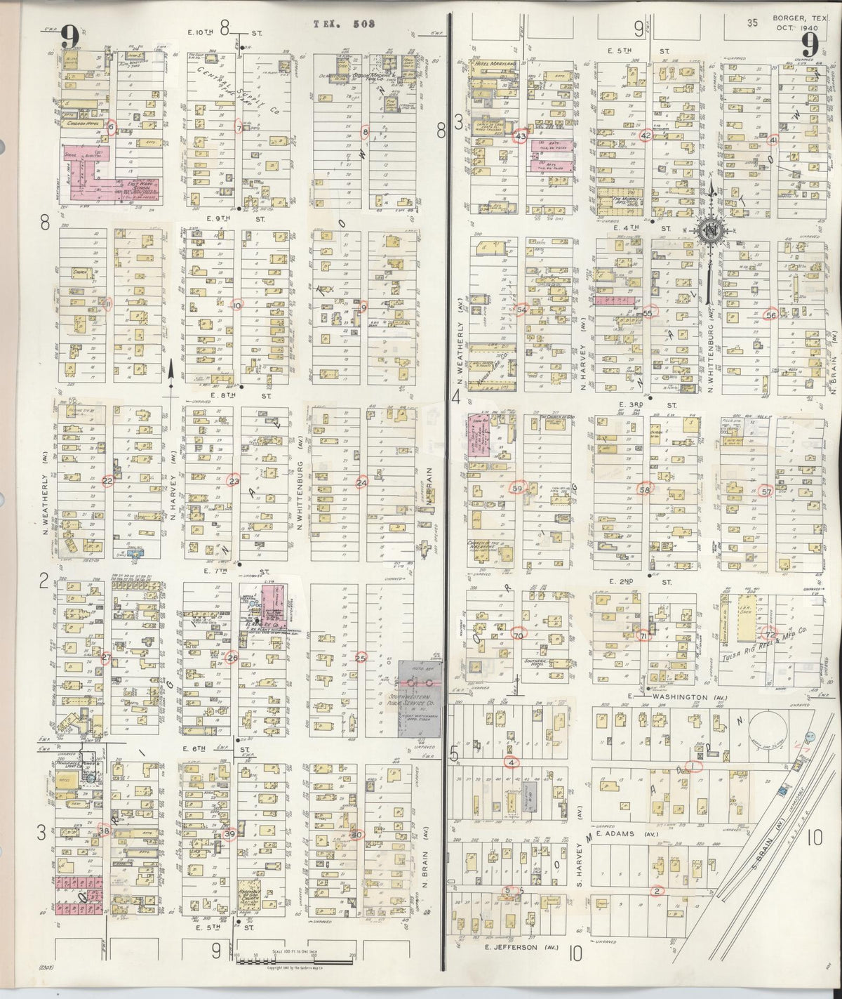 Sanborn Fire Insurance Map from Borger, Hutchinson County, Texas (1950), Sheet #0009 - Complete Map Set gallery image, historic Sanborn map, vintage wall art, Texas Texas