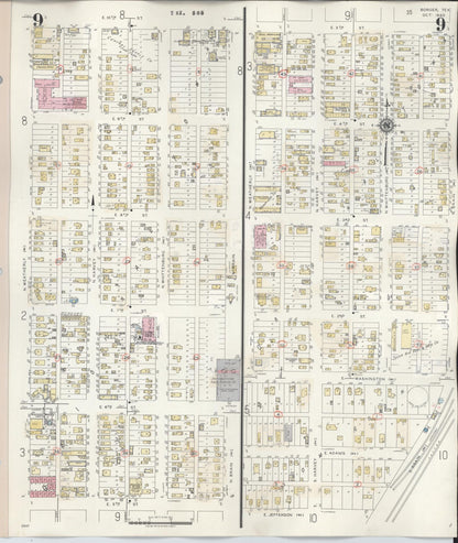 Sanborn Fire Insurance Map from Borger, Hutchinson County, Texas (1950), Sheet #0009 - Complete Map Set gallery image, historic Sanborn map, vintage wall art, Texas Texas