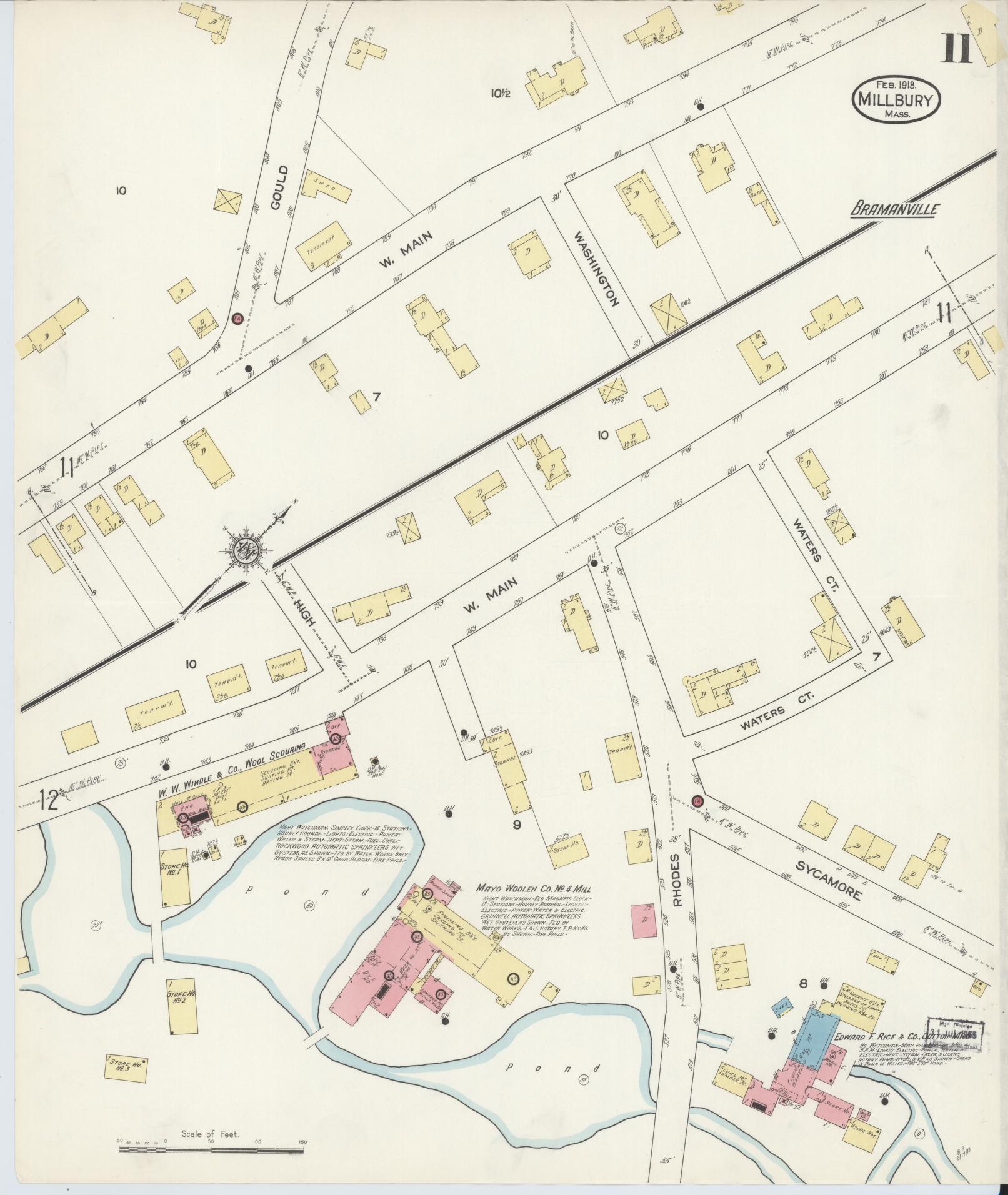 Sanborn Fire Insurance Map from Millbury, Worcester County, Massachusetts (1913), Sheet #0011 - Historic Sanborn Fire Insurance Map Print, vintage old map wall art, antique decor, genealogy gift, Massachusetts Massachusetts map