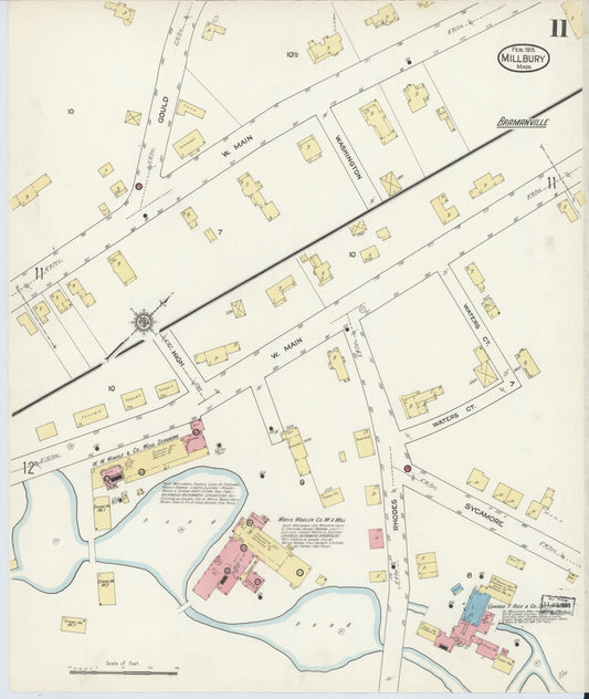 Sanborn Fire Insurance Map from Millbury, Worcester County, Massachusetts (1913), Sheet #0011 - Historic Sanborn Fire Insurance Map Print, vintage old map wall art, antique decor, genealogy gift, Massachusetts Massachusetts map