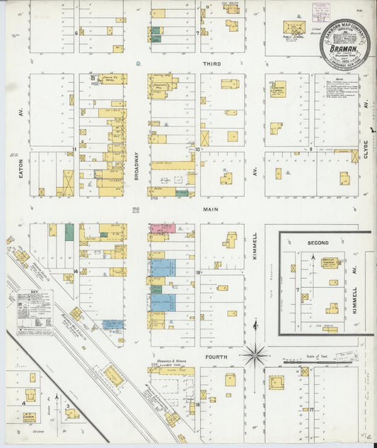 Sanborn Fire Insurance Map from Braman, Kay County, Oklahoma (1905), Sheet #0001 - Historic Sanborn Fire Insurance Map Print, vintage old map wall art, antique decor, genealogy gift, Oklahoma Oklahoma map