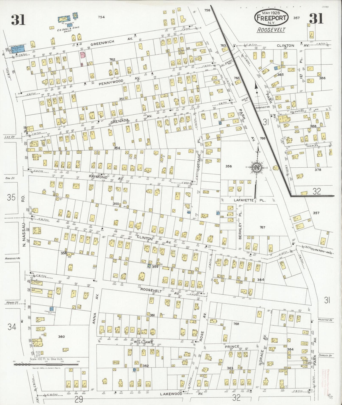 Sanborn Fire Insurance Map from Freeport, Nassau County, New York (1928), Sheet #0031 - Complete Map Set gallery image, historic Sanborn map, vintage wall art, New York New York