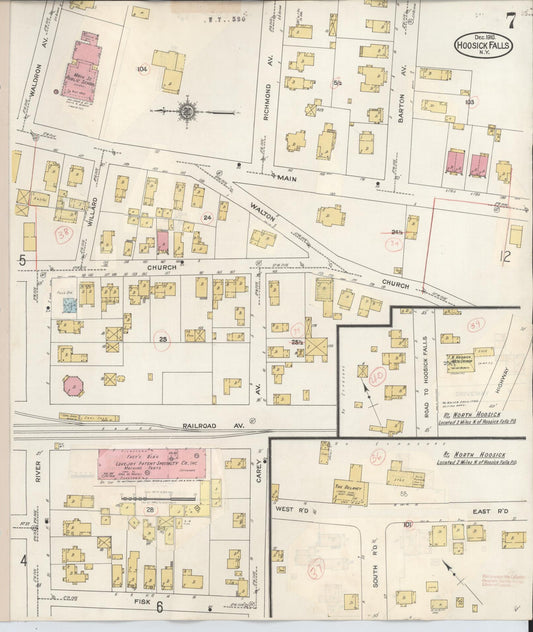 Sanborn Fire Insurance Map from Hoosick Falls, Rensselaer County, New York (1945), Sheet #0007 - Historic Sanborn Fire Insurance Map Print, vintage old map wall art, antique decor, genealogy gift, New York New York map