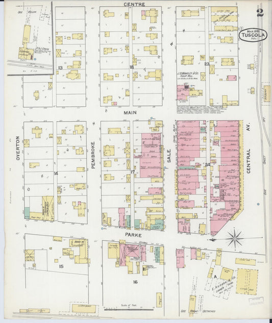 Sanborn Fire Insurance Map from Tuscola, Douglas County, Illinois (1892), Sheet #0002 - Historic Sanborn Fire Insurance Map Print, vintage old map wall art, antique decor, genealogy gift, Illinois Illinois map