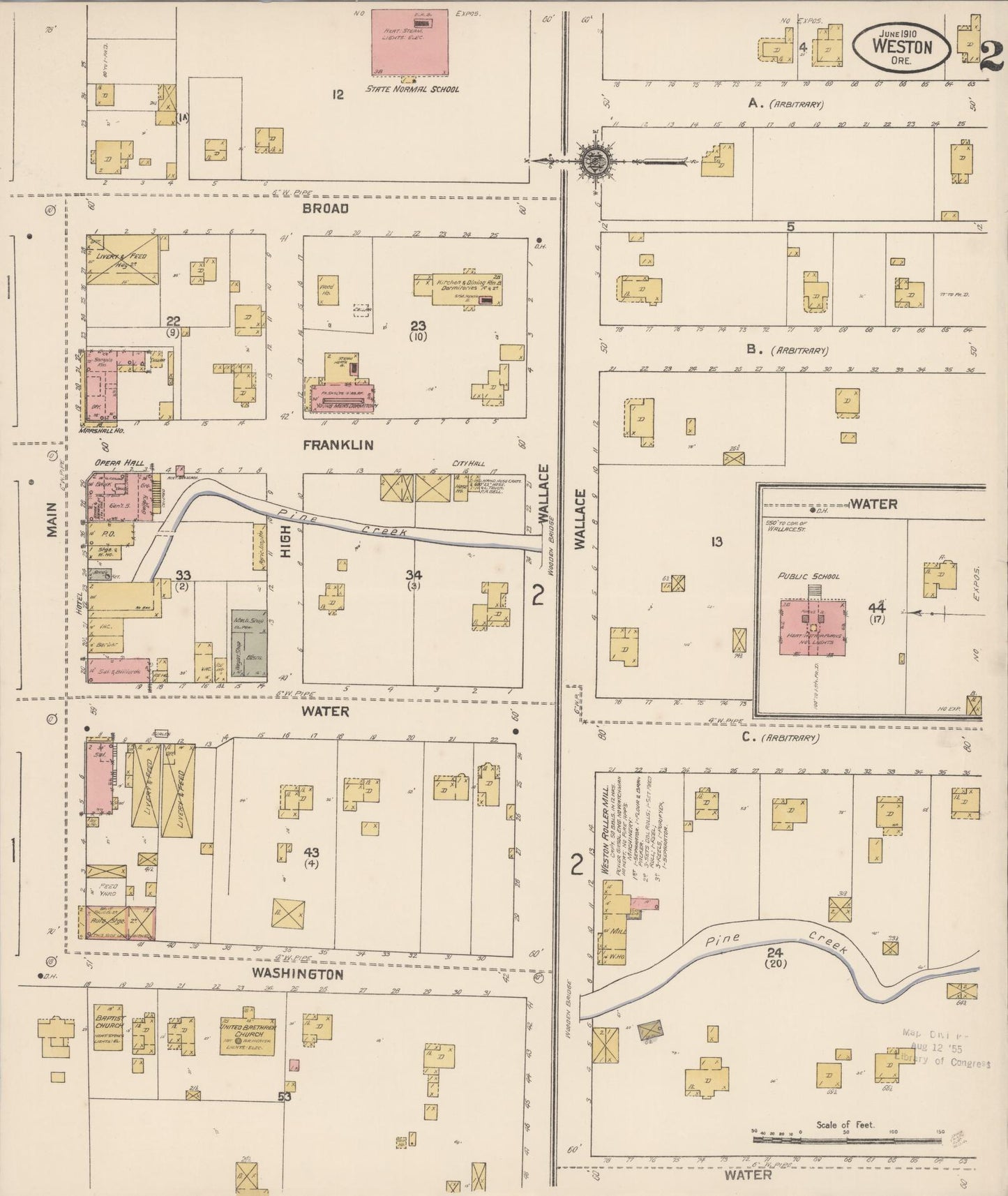 Sanborn Fire Insurance Map from Weston, Umatilla County, Oregon (1910), Sheet #0002 - Historic Sanborn Fire Insurance Map Print, vintage old map wall art, antique decor, genealogy gift, Oregon Oregon map