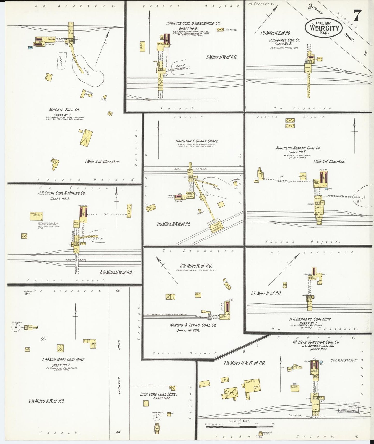 Sanborn Fire Insurance Map from Weir, Cherokee County, Kansas (1902), Sheet #0007 - Complete Map Set gallery image, historic Sanborn map, vintage wall art, Kansas Kansas