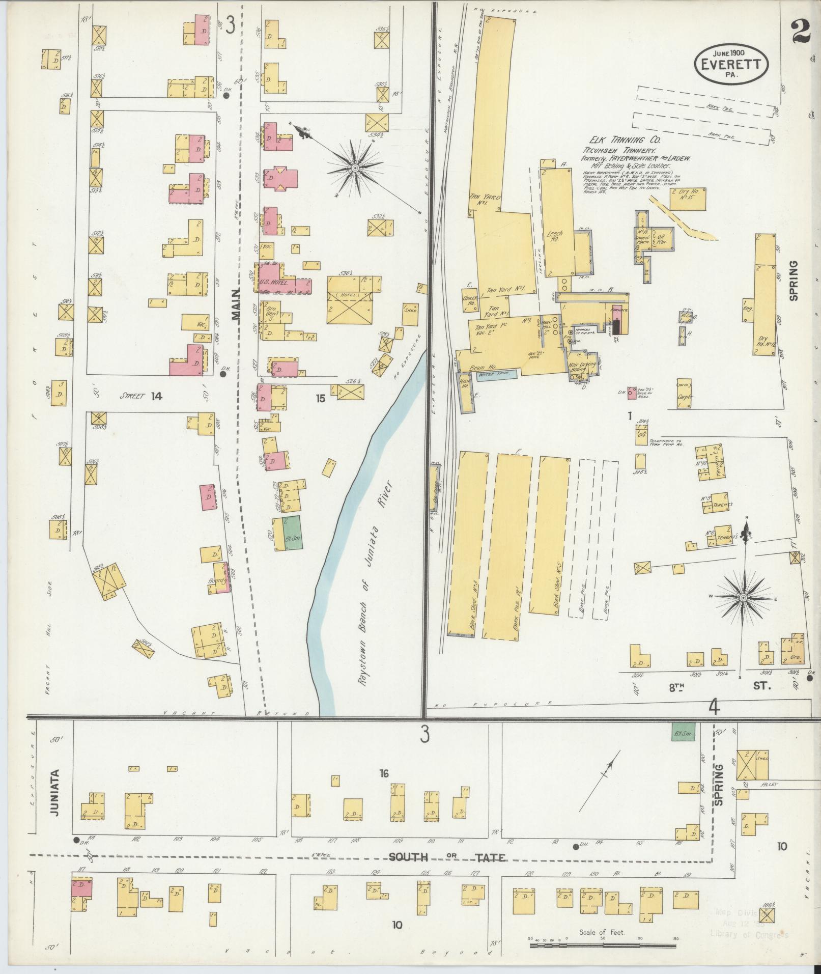 Sanborn Fire Insurance Map from Everett, Bedford County, Pennsylvania (1900), Sheet #0002 - Complete Map Set gallery image, historic Sanborn map, vintage wall art, Pennsylvania Pennsylvania
