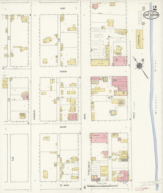 Sanborn Fire Insurance Map from Fort Benton, Chouteau County, Montana (1910), Sheet #0002 - Historic Sanborn Fire Insurance Map Print, vintage old map wall art, antique decor, genealogy gift, Montana Montana map