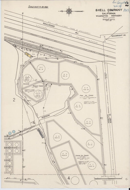 Sanborn Fire Insurance Map from Los Angeles Co., Los Angeles County, California (1923), Sheet #0002 - Historic Sanborn Fire Insurance Map Print, vintage old map wall art, antique decor, genealogy gift, California California map