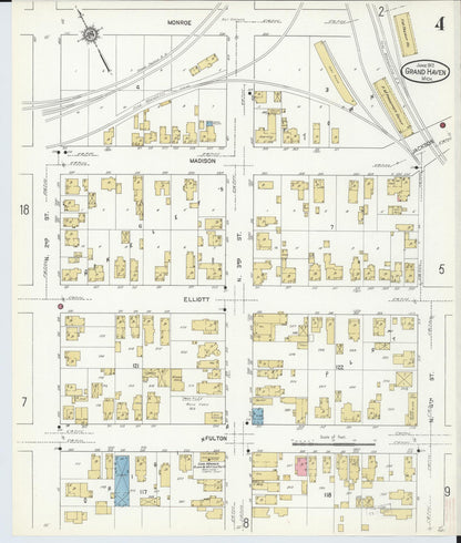 Sanborn Fire Insurance Map from Grand Haven, Ottawa County, Michigan (1912), Sheet #0004 - Complete Map Set gallery image, historic Sanborn map, vintage wall art, Michigan Michigan