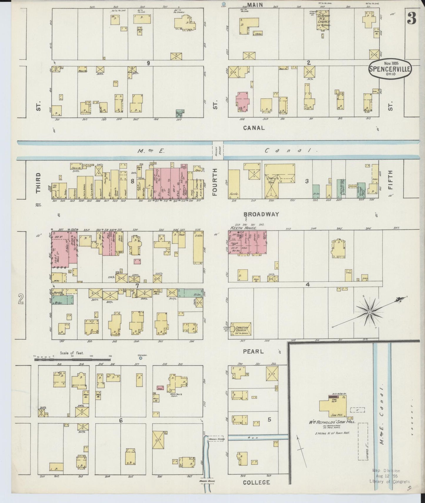 Sanborn Fire Insurance Map from Spencerville, Allen County, Ohio (1895), Sheet #0003 - Complete Map Set gallery image, historic Sanborn map, vintage wall art, Ohio Ohio