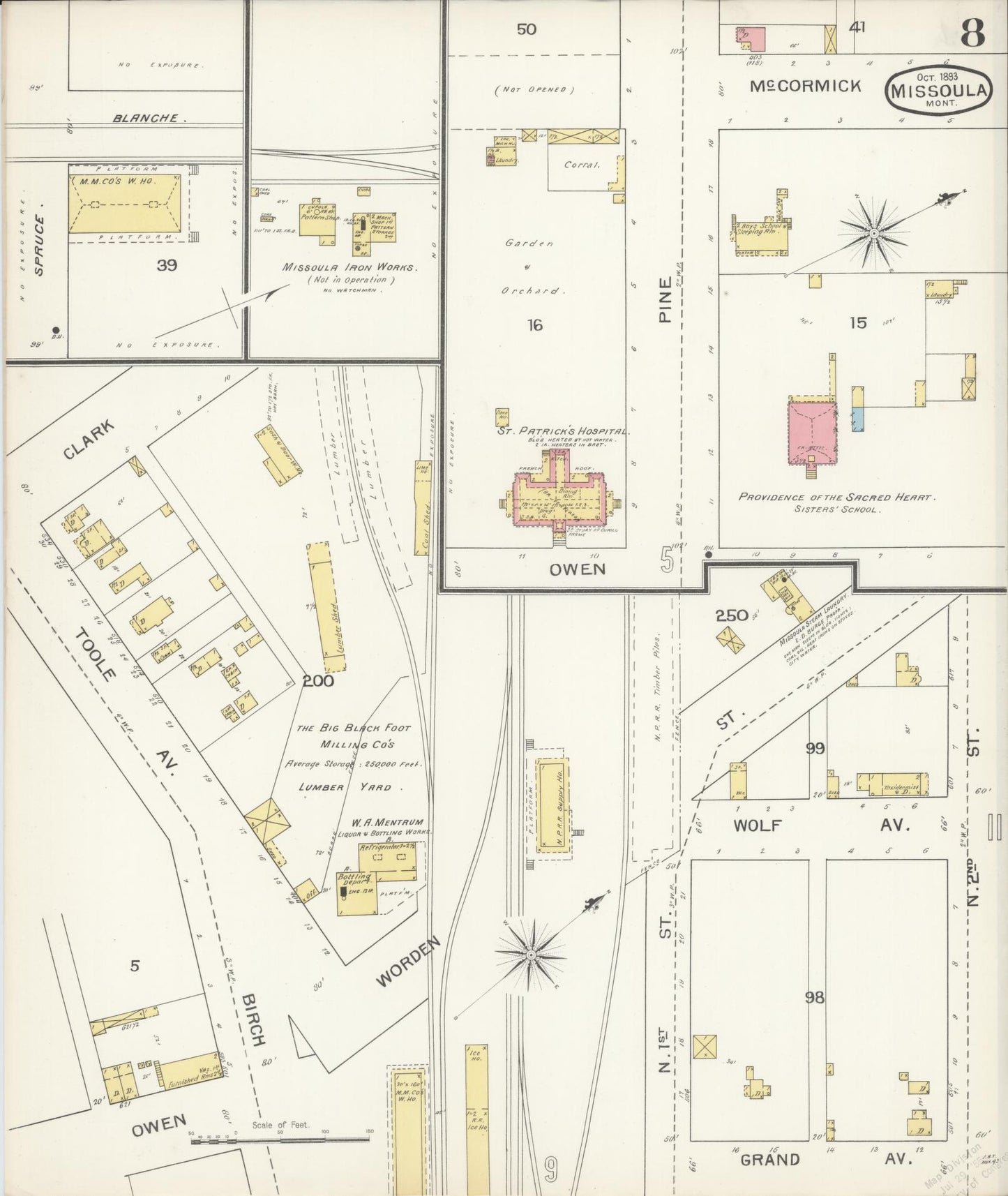 Sanborn Fire Insurance Map from Missoula, Missoula County, Montana (1893), Sheet #0008 - Complete Map Set gallery image, historic Sanborn map, vintage wall art, Montana Montana