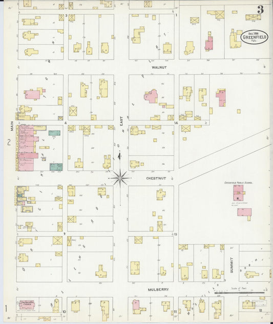 Sanborn Fire Insurance Map from Greenfield, Greene County, Illinois (1906), Sheet #0003 - Historic Sanborn Fire Insurance Map Print, vintage old map wall art, antique decor, genealogy gift, Illinois Illinois map