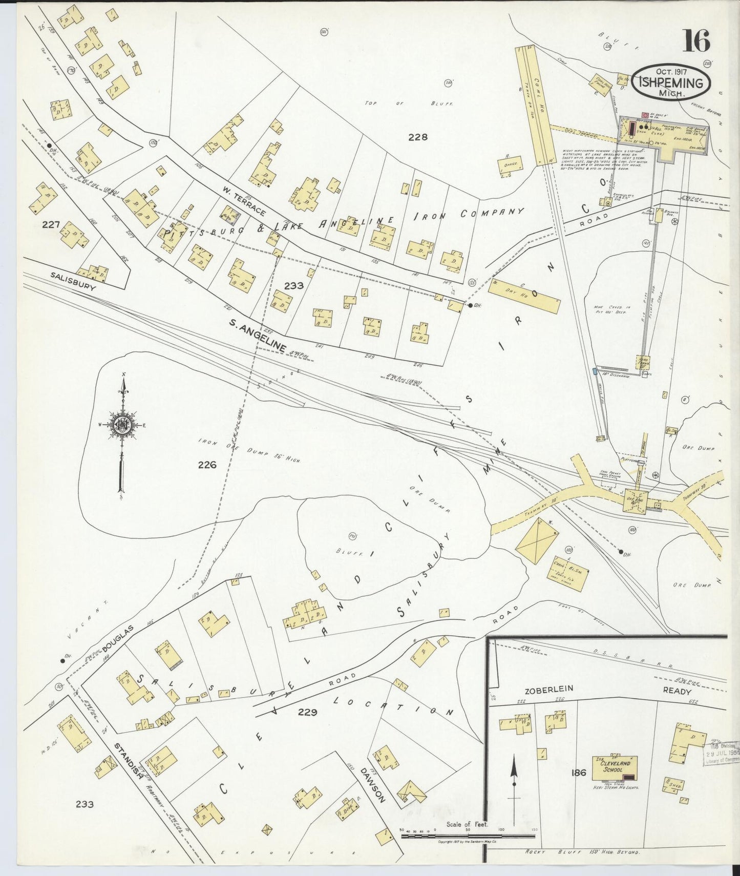 Sanborn Fire Insurance Map from Ishpeming, Marquette County, Michigan (1917), Sheet #0016 - Complete Map Set gallery image, historic Sanborn map, vintage wall art, Michigan Michigan