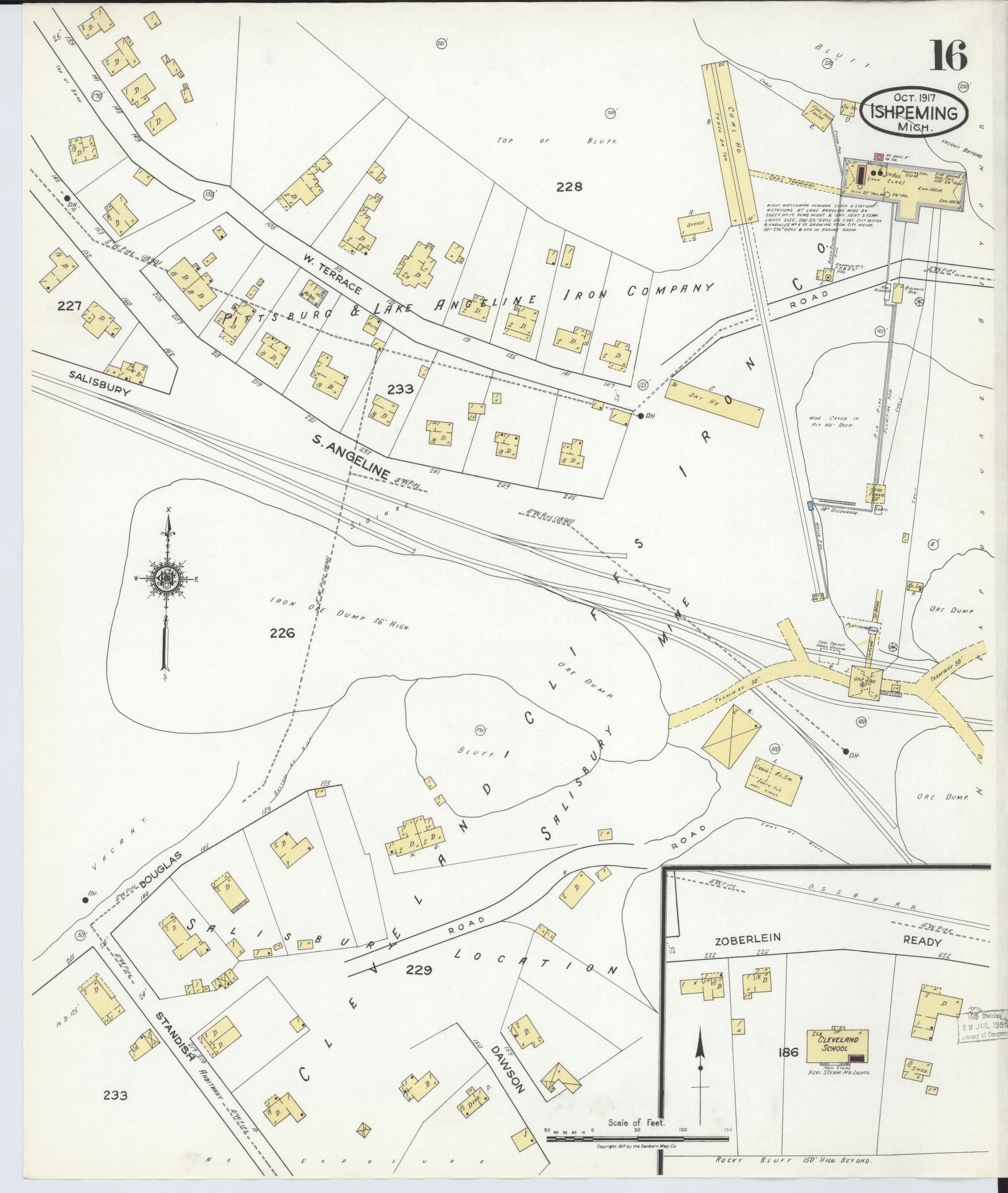 Sanborn Fire Insurance Map from Ishpeming, Marquette County, Michigan (1917), Sheet #0016 - Complete Map Set gallery image, historic Sanborn map, vintage wall art, Michigan Michigan