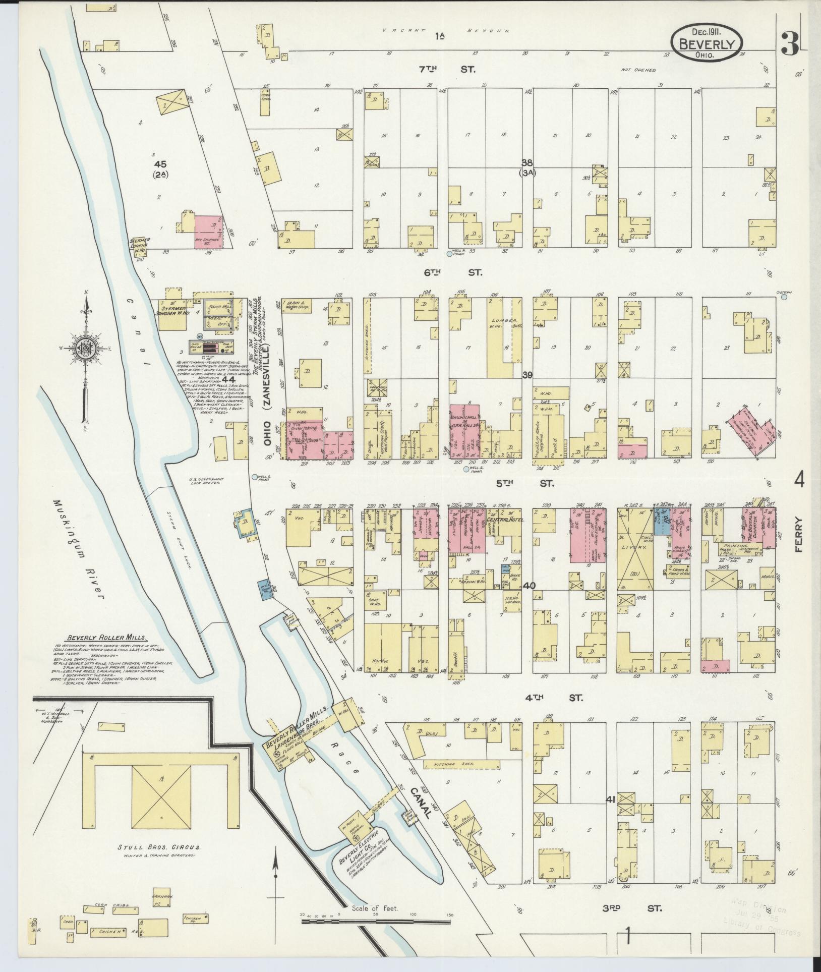 Sanborn Fire Insurance Map from Beverly, Washington County, Ohio (1911), Sheet #0003 - Complete Map Set gallery image, historic Sanborn map, vintage wall art, Ohio Ohio