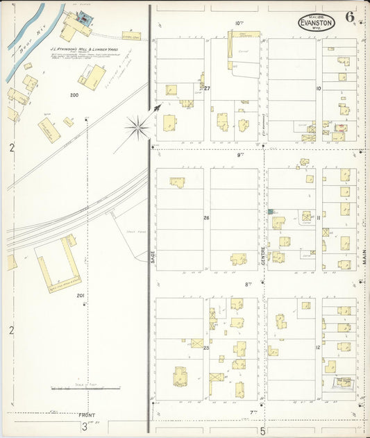 Sanborn Fire Insurance Map from Evanston, Uinta County, Wyoming (1898), Sheet #0006 - Historic Sanborn Fire Insurance Map Print, vintage old map wall art, antique decor, genealogy gift, Wyoming Wyoming map