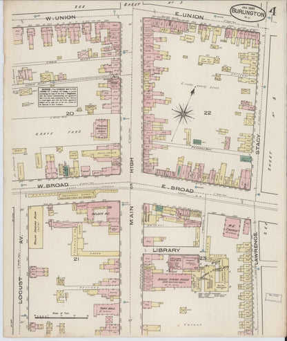 Sanborn Fire Insurance Map from Burlington, Burlington County, New Jersey (1885), Sheet #0004 - Complete Map Set gallery image, historic Sanborn map, vintage wall art, New Jersey New Jersey