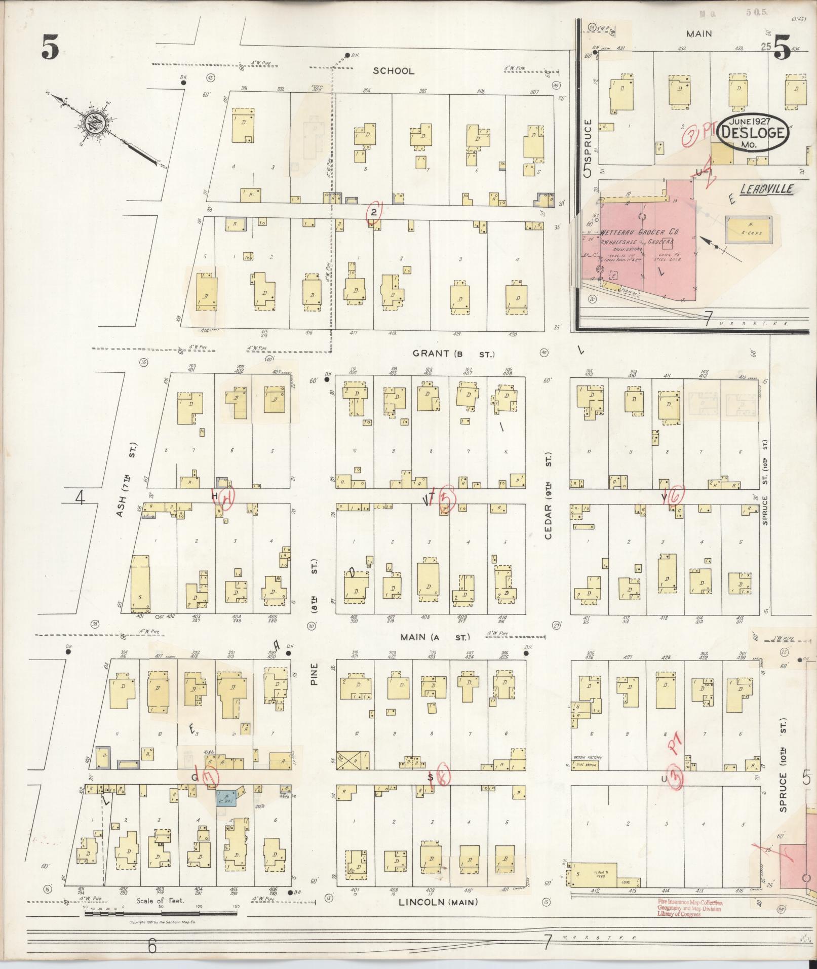 Sanborn Fire Insurance Map from Desloge, Saint Francois County, Missouri (1938), Sheet #0005 - Historic Sanborn Fire Insurance Map Print, vintage old map wall art, antique decor, genealogy gift, Missouri Missouri map
