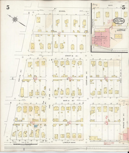 Sanborn Fire Insurance Map from Desloge, Saint Francois County, Missouri (1938), Sheet #0005 - Historic Sanborn Fire Insurance Map Print, vintage old map wall art, antique decor, genealogy gift, Missouri Missouri map