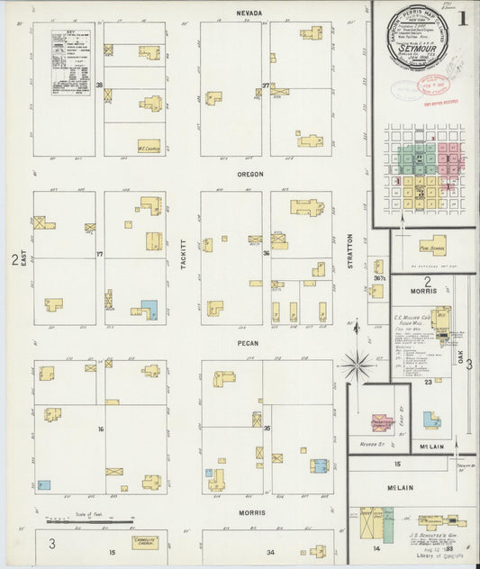 Sanborn Fire Insurance Map from Seymour, Baylor County, Texas (1898), Sheet #0001 - Complete Map Set gallery image, historic Sanborn map, vintage wall art, Texas Texas