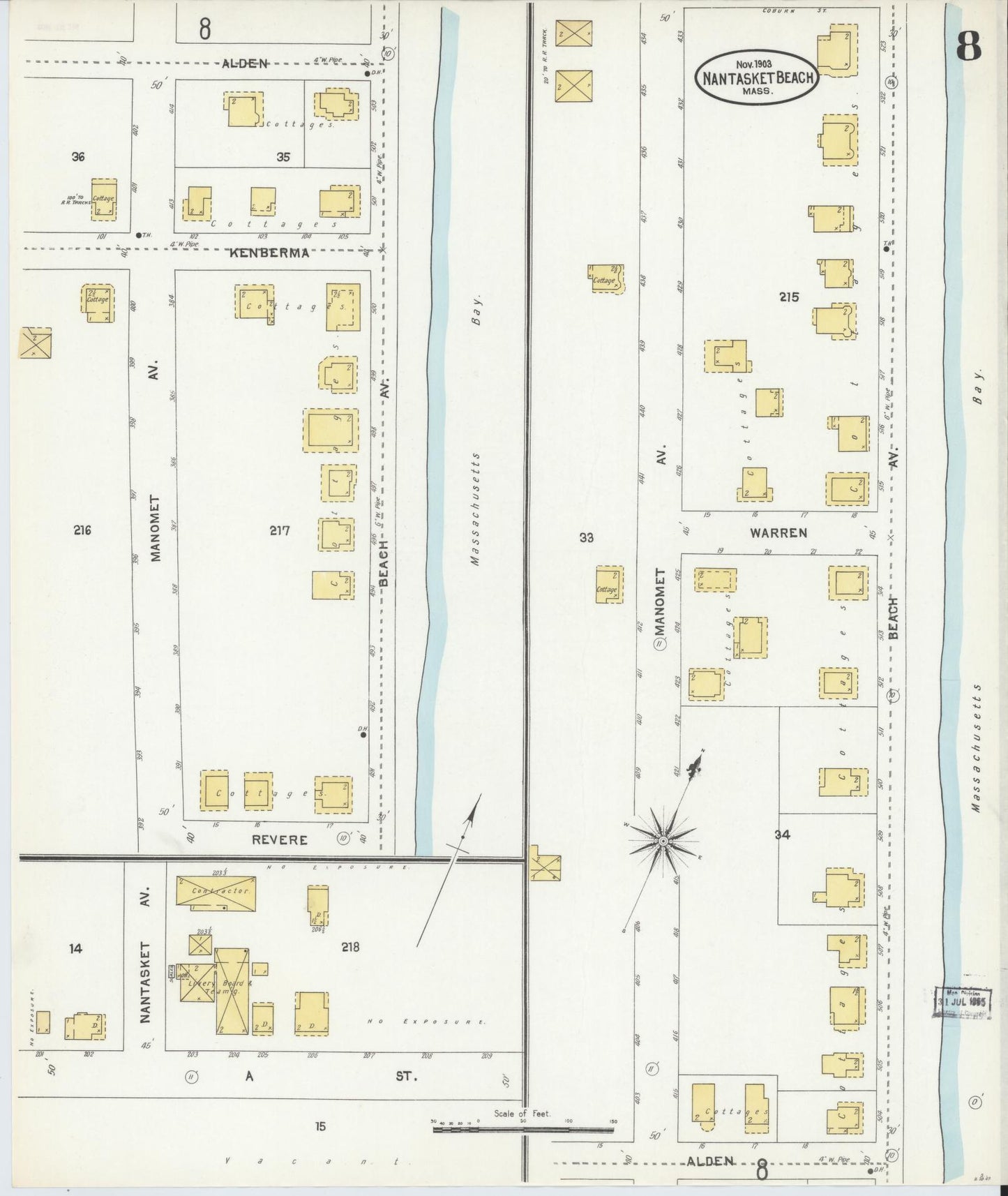 Sanborn Fire Insurance Map from Nantasket Beach, Plymouth County, Massachusetts (1903), Sheet #0008 - Complete Map Set gallery image, historic Sanborn map, vintage wall art, Massachusetts Massachusetts