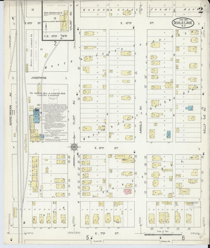 Sanborn Fire Insurance Map from Devils Lake, Ramsey County, North Dakota (1914), Sheet #0002 - Complete Map Set gallery image, historic Sanborn map, vintage wall art, North Dakota North Dakota