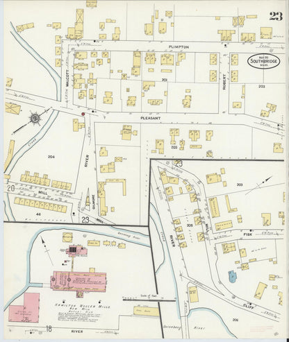 Sanborn Fire Insurance Map from Southbridge, Worcester County, Massachusetts (1911), Sheet #0023 - Complete Map Set gallery image, historic Sanborn map, vintage wall art, Massachusetts Massachusetts