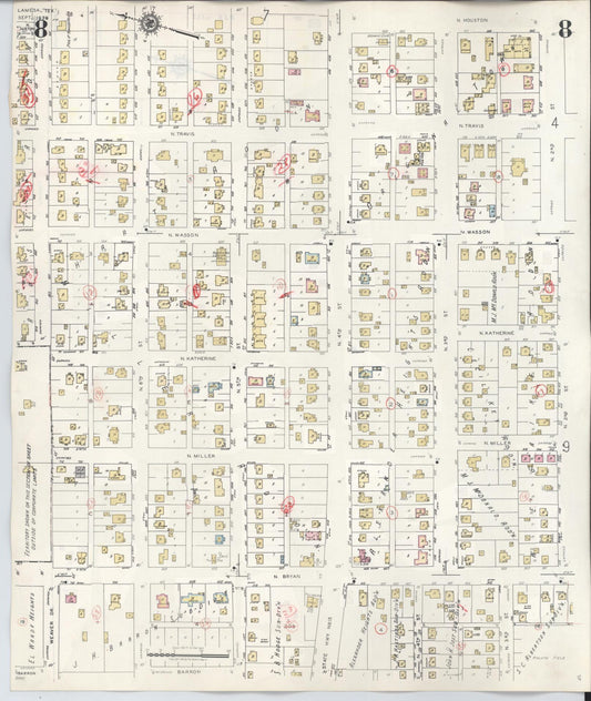 Sanborn Fire Insurance Map from Lamesa, Dawson County, Texas (1948), Sheet #0008 - Historic Sanborn Fire Insurance Map Print, vintage old map wall art, antique decor, genealogy gift, Texas Texas map