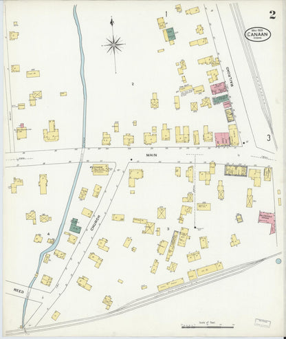 Sanborn Fire Insurance Map from Canaan, Litchfield County, Connecticut (1909), Sheet #0002 - Complete Map Set gallery image, historic Sanborn map, vintage wall art, Connecticut Connecticut