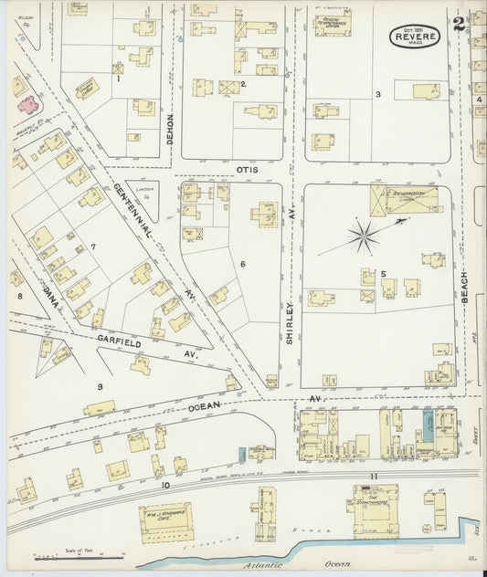 Sanborn Fire Insurance Map from Revere, Suffolk County, Massachusetts (1891), Sheet #0002 - Historic Sanborn Fire Insurance Map Print, vintage old map wall art, antique decor, genealogy gift, Massachusetts Massachusetts map