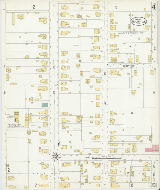 Sanborn Fire Insurance Map from Boonville, Warrick County, Indiana (1907), Sheet #0004 - Historic Sanborn Fire Insurance Map Print, vintage old map wall art, antique decor, genealogy gift, Indiana Indiana map