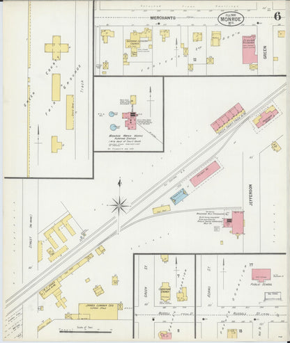Sanborn Fire Insurance Map from Monroe, Green County, Wisconsin (1900), Sheet #0006 - Historic Sanborn Fire Insurance Map Print, vintage old map wall art, antique decor, genealogy gift, Wisconsin Wisconsin map