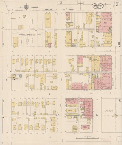 Sanborn Fire Insurance Map from Oxnard, Ventura County, California (1912), Sheet #0007 - Complete Map Set gallery image, historic Sanborn map, vintage wall art, California California